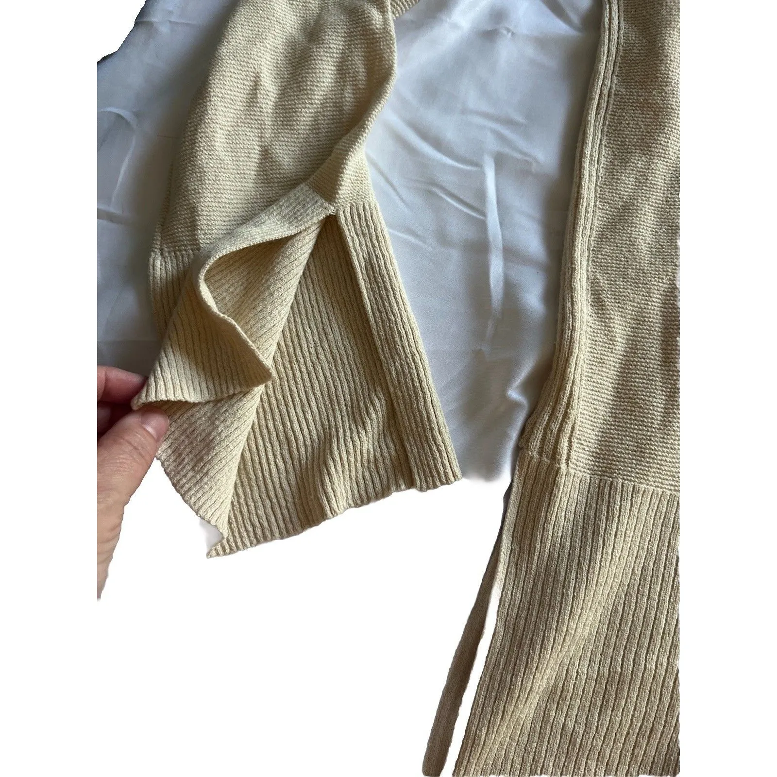 Free People Criss Cross Tunic Sweater V-Neck Long Sleeve Cream Women’s Size L - Image 5