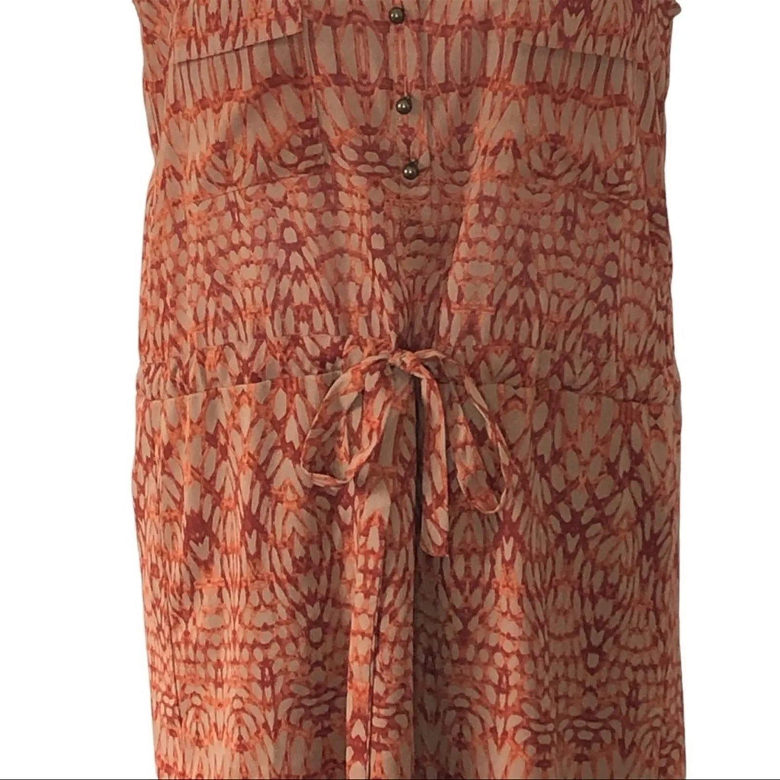 Bar III Copper & Tan Mini Dress Medium Racerback Tie Waist Summer Beach Dress - Image 5