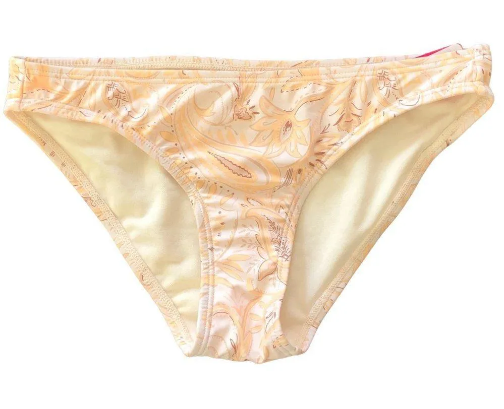 Xhilaration Juniors Cheeky Bottom Cream Yellow Paisley Print Bikini Swim Size S - Image 2