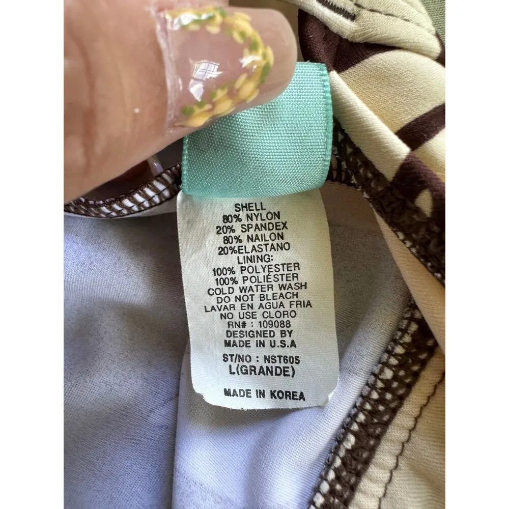 Marina West USA Hawaiian Tropical Floral Unpadded Halter Bikini Swim Top L Brown Size L - Image 5