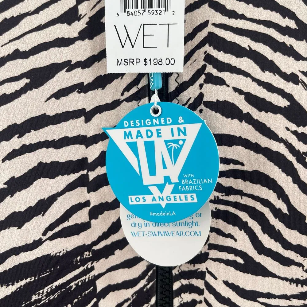 WET SWIMWEAR Eliana Rashguard Wetsuit Size Extra Small NWT Zebra Mesh Surf Scuba Black - Image 10