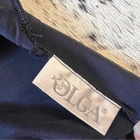 OLGA Vintage‎ Navy Lace Trim Slip Midi Dress Size 34 Blue - Image 4