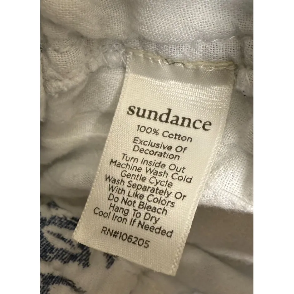 Sundance Women Shorts Sz S White Blue Artsy Boho Festival Tassle‎ Cotton Pull On - Image 4