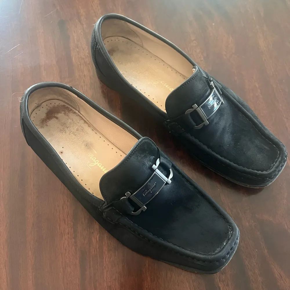 Salvatore Ferragamo “Fiorente” Black Suede Leather Slip-On Loafers – Size 8.5 - Image 2