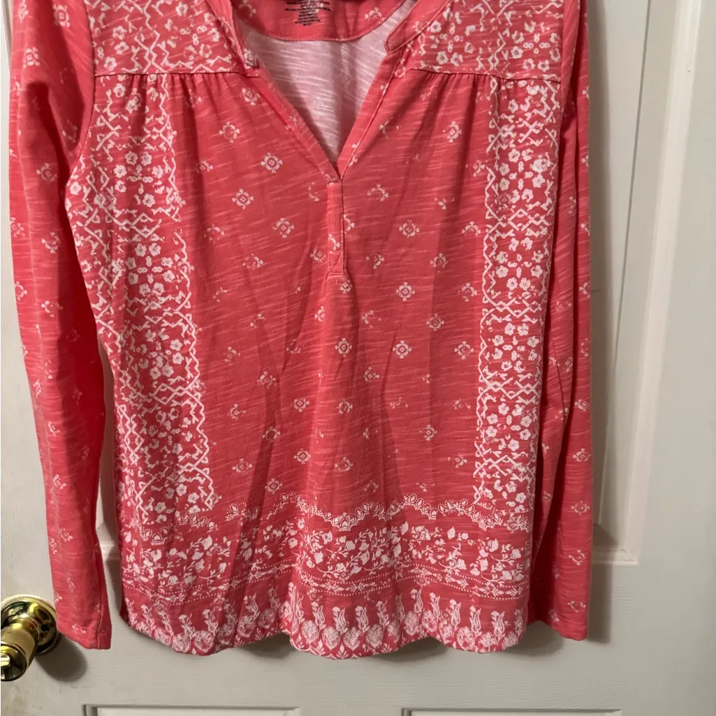 Sonoma Women's Coral Patterned Long Sleeve Top - Image 3