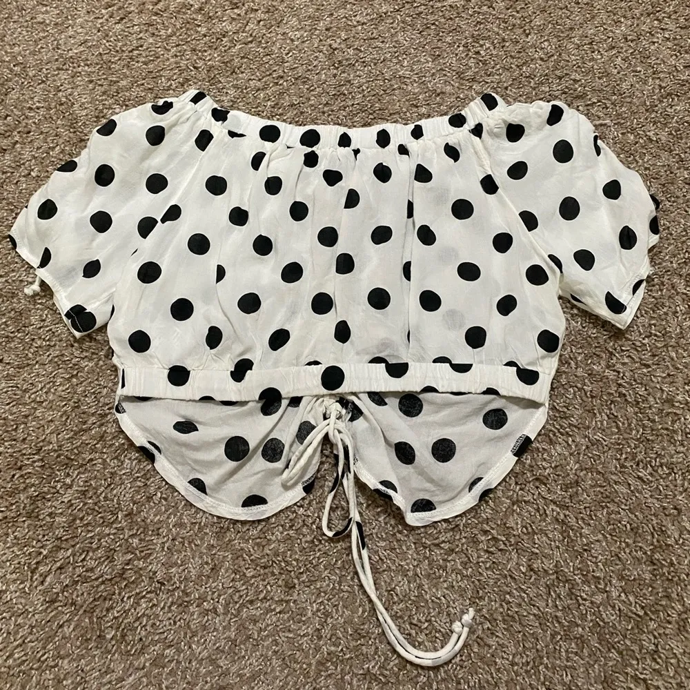 Urban Outfitters Bianca Polka Dot Off Shoulder Top - Image 10