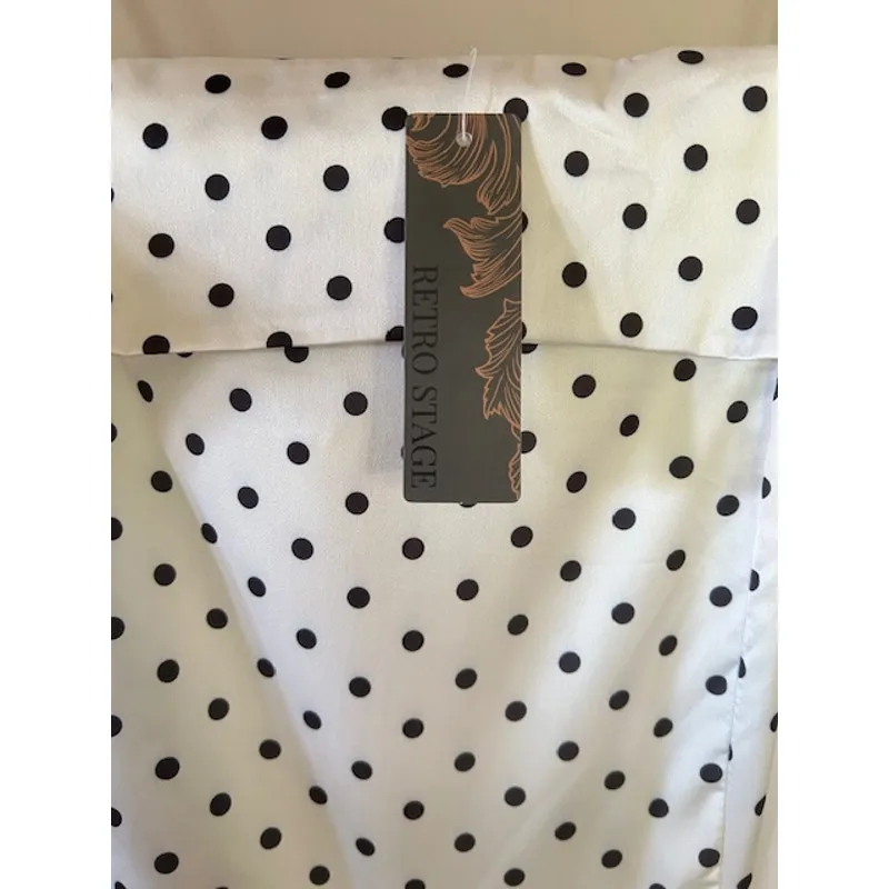 Retro Stage White & Black Polka Dot Cropped Jumpsuit Size XXL NWT - Image 3