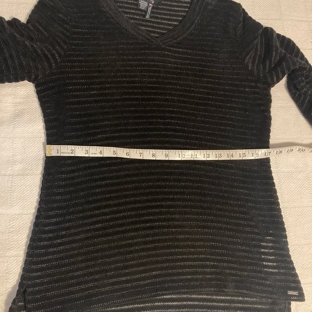 FDJ FRENCH DRESSING JEANS Black Stripe Sheer 3/4 Sleeve Top Size S/P - Image 7