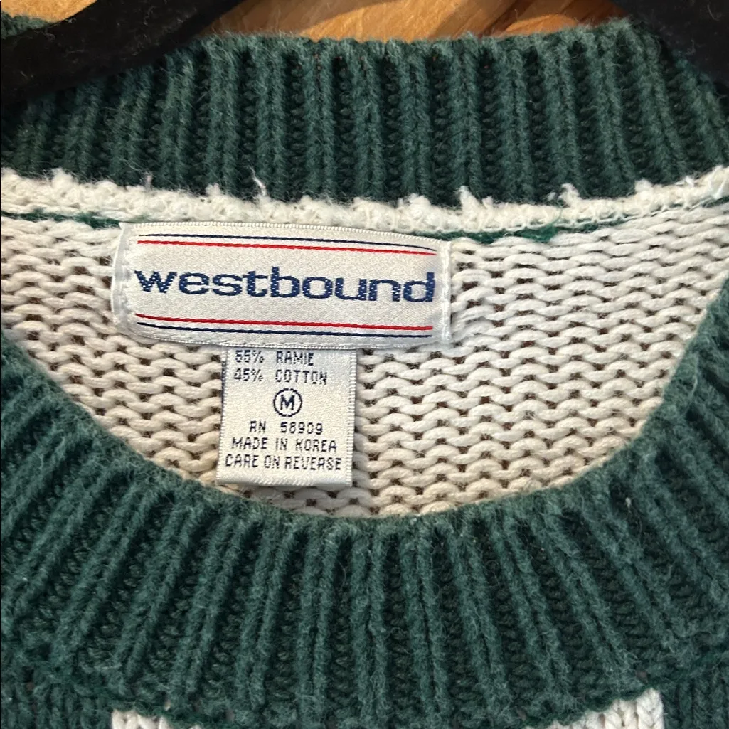 Vintage WestBound chunky knit Christmas tree & heart holiday sweater - Image 3