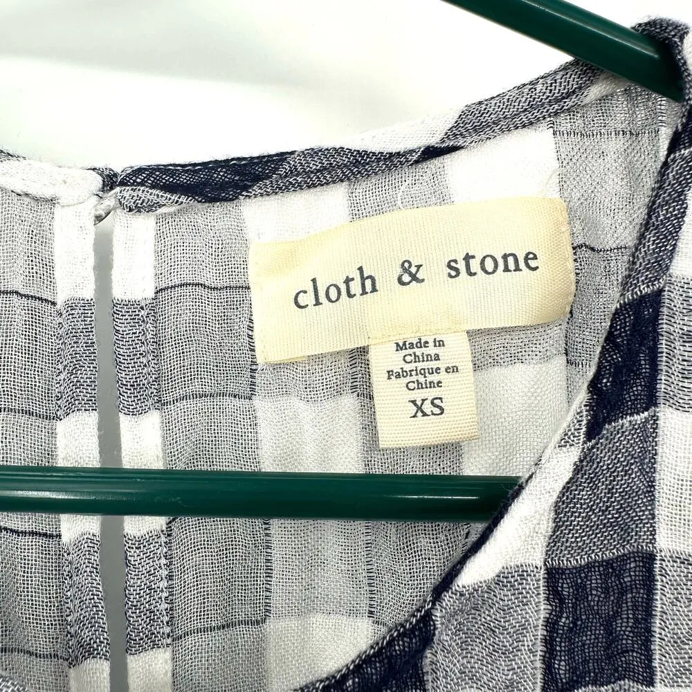 Cloth & Stone Size XS Dress Black White Check Plaid Sleeveless Swing Lightweight - Image 4
