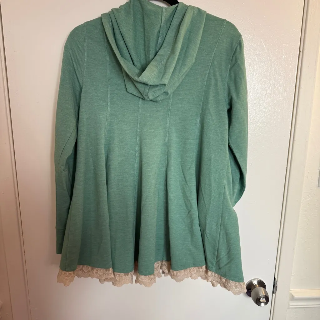 LOGO Lounge Women's Green Zip Hoodie with Lace Trim XS - Image 6