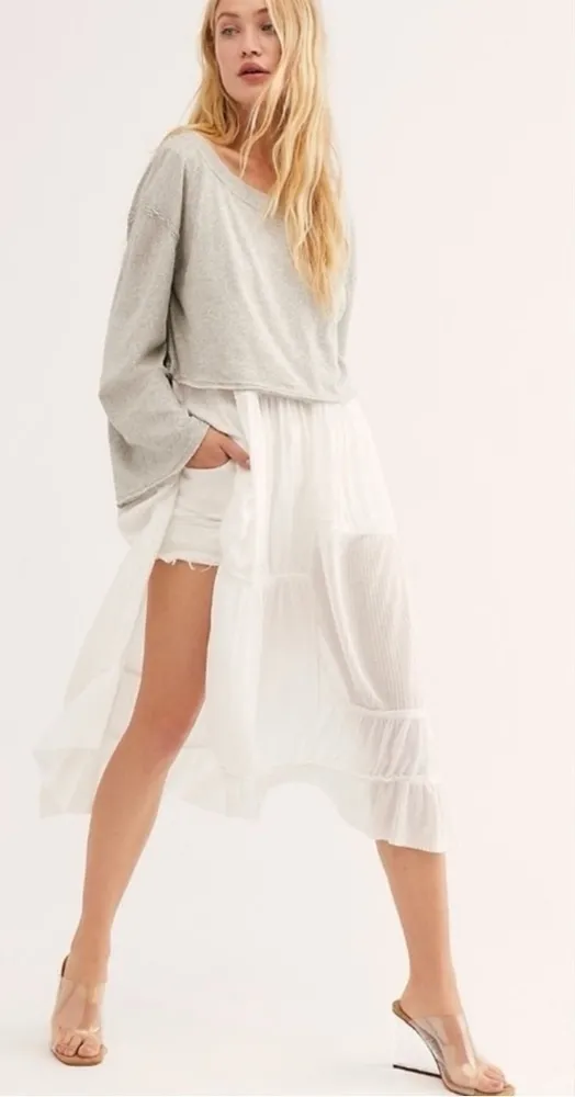 Free People Ethereal Dainty Fairy Layered Tunic Midi Dress Size XS NWT Neutral - Image 2