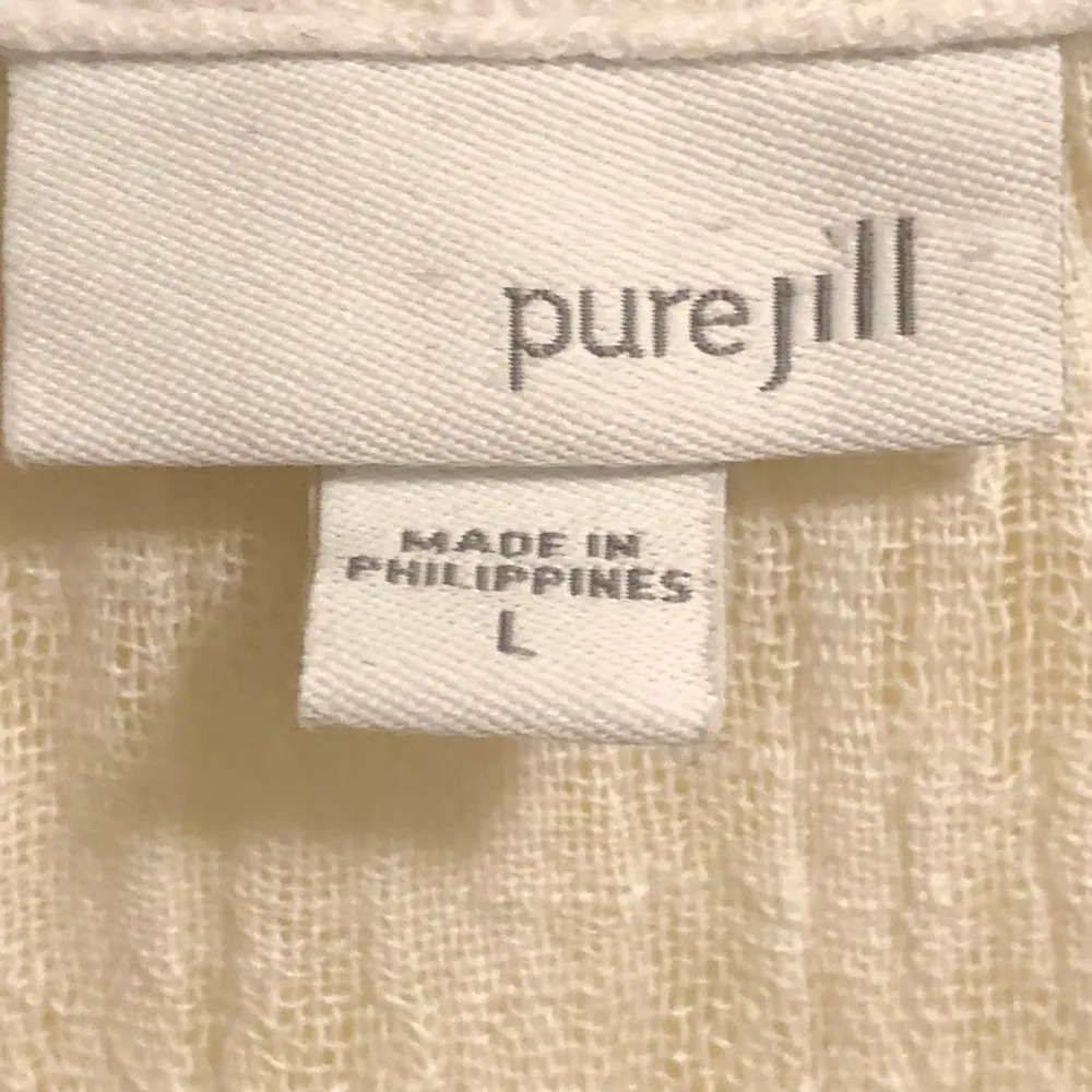 J. Jill Pure Jill Linen/Cotton Blouse White Woman's Size L Size L - Image 3
