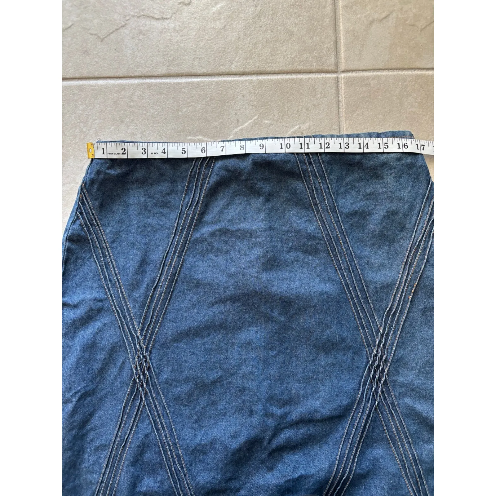 Vintage Denim Maxi Skirt Womens XL Retro 90's Western Festival Boho Euestrian Blue - Image 4