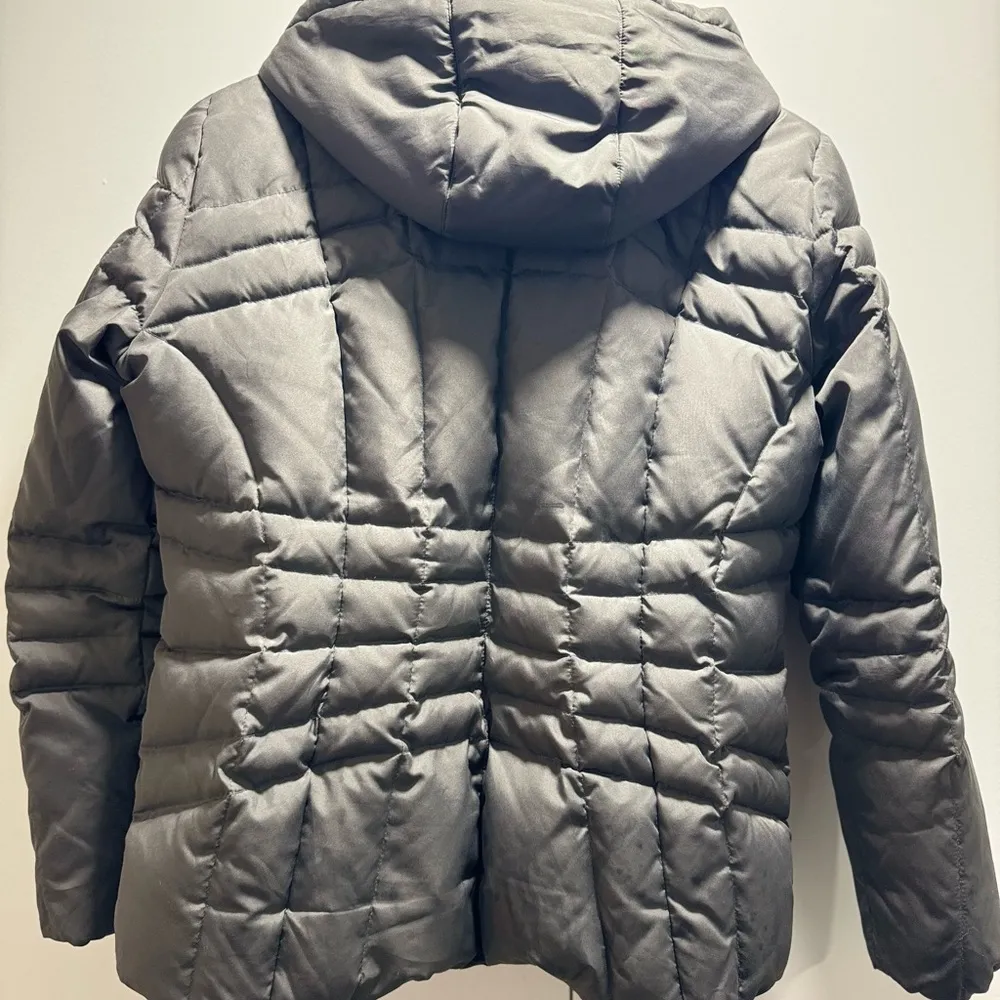 Women's Calvin Klein Black Puffer Down Jacket Full Zip Hooded Quilted Sz L - Image 5