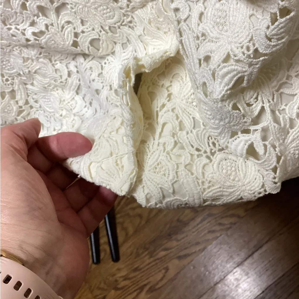 Talbots Crocheted/lace sheath dress. Off white. Sleeveless. Size 14P - Image 11