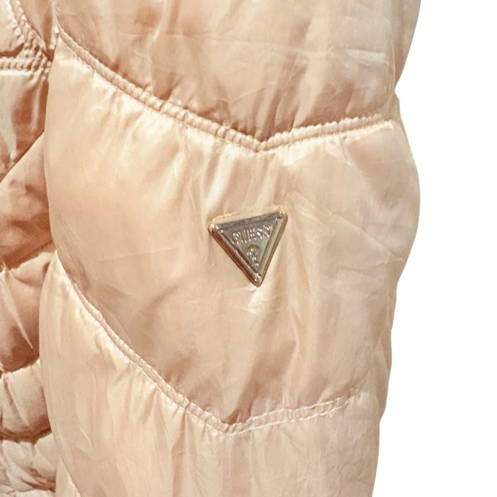 Guess Beige Puffer Jacket with Faux Fur Hood size M - Image 5