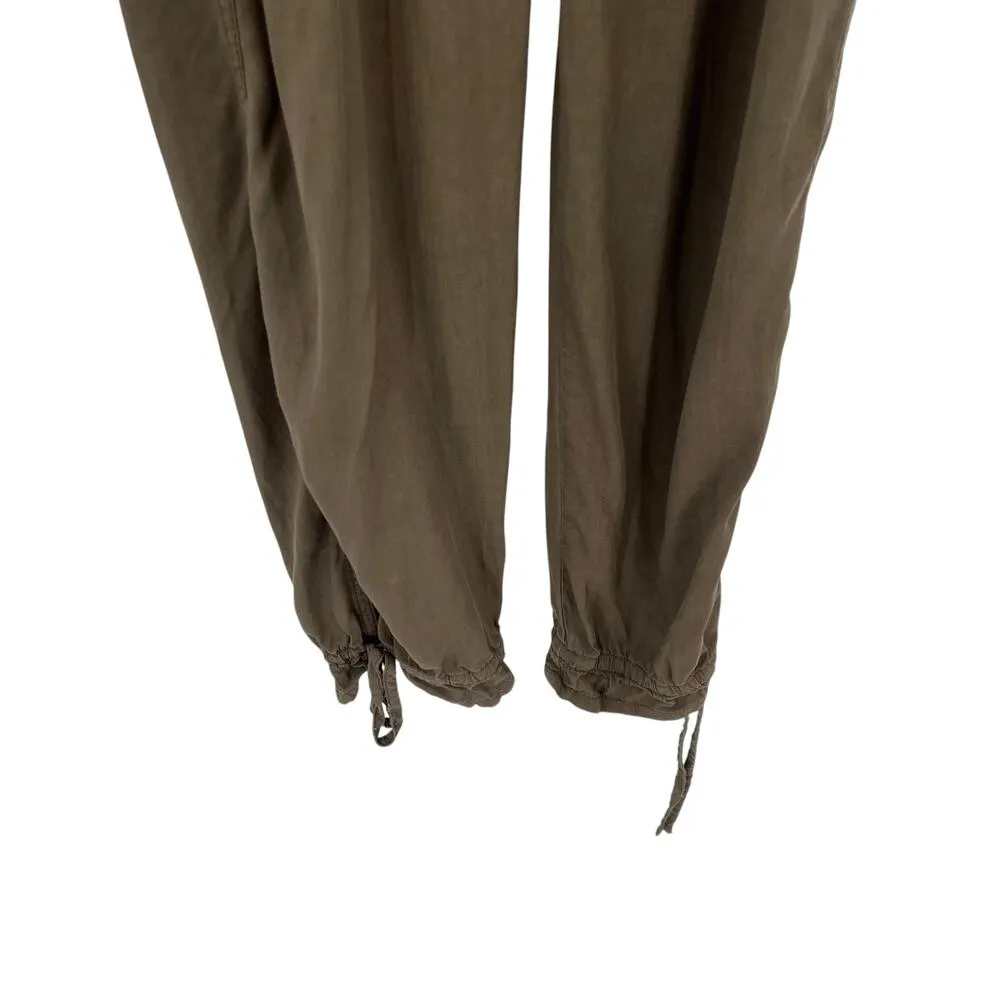 Free People Roaring Rayon Utilitarian‎ jumpsuit Olive Green Drawstring Size 4 - Image 7