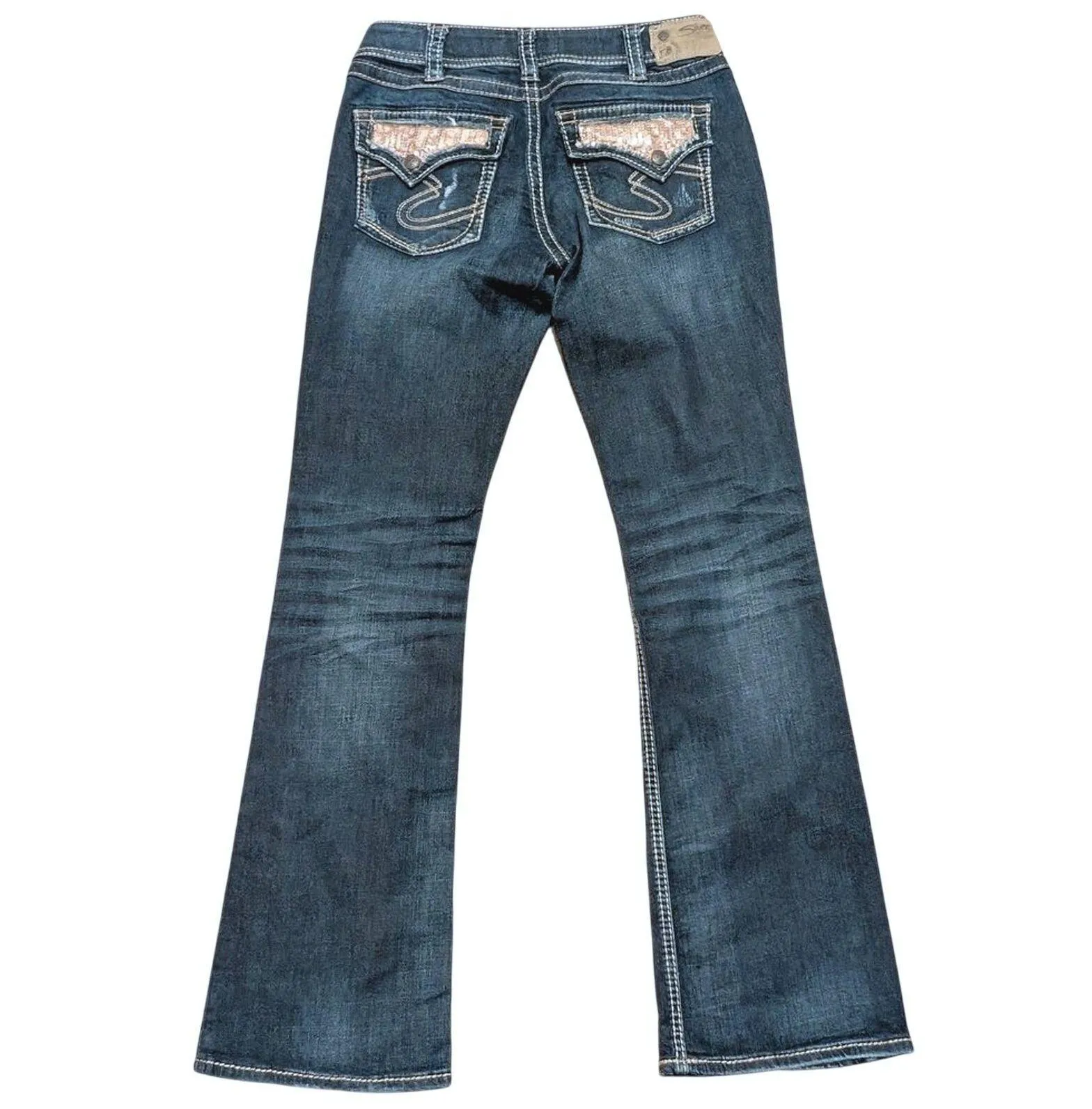 Silver Jeans Womens 30 x 33 Long Tall Suki Mid Boot Leg Sequined Pockets Bootcut - Image 1