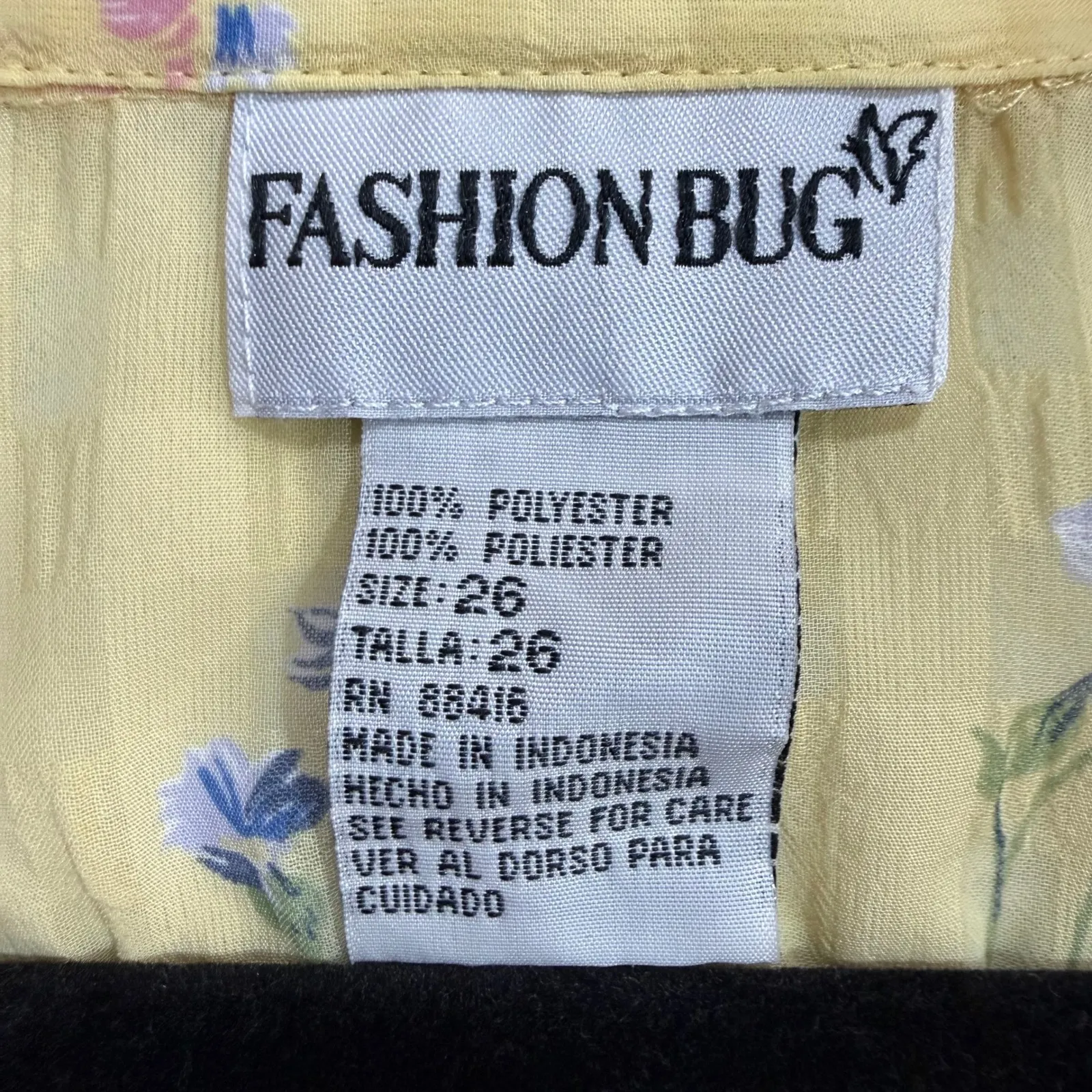 Vintage Fashion Bug 2X Yellow Floral Tie Front Crop Top Cottagecore Boho Retro - Image 5