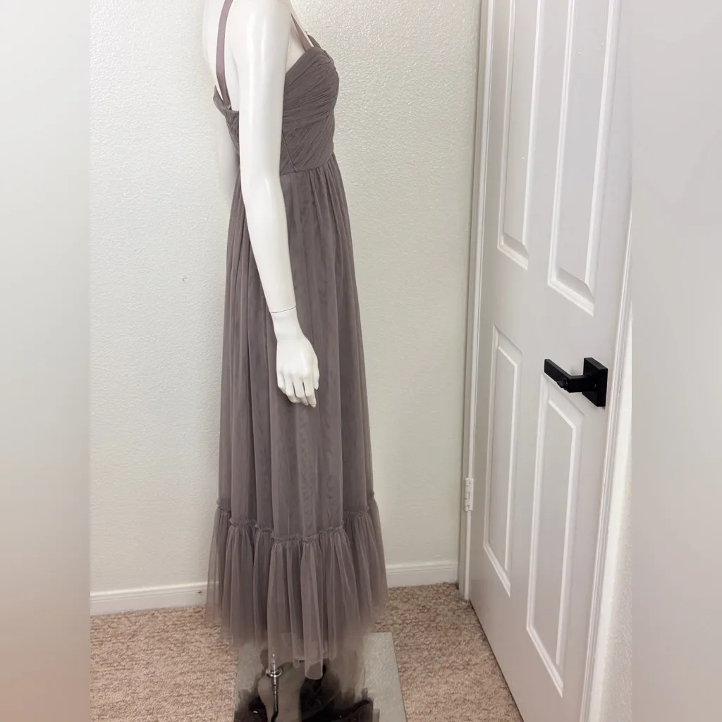 Va Et Vien Gray Tulle Strapless Long Maxi Dress Gown Size 0 - Image 5