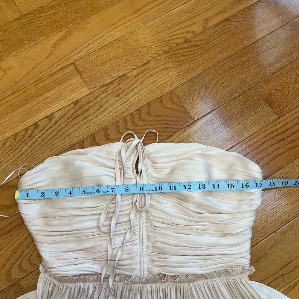 AQUA Strappy Ruched Mini Dress Cream Pink Peach Coctail party dress Sz M - Image 9