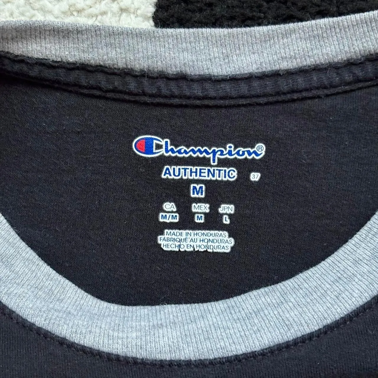 Champion Black and Grey Ringer Tee M - Image 3