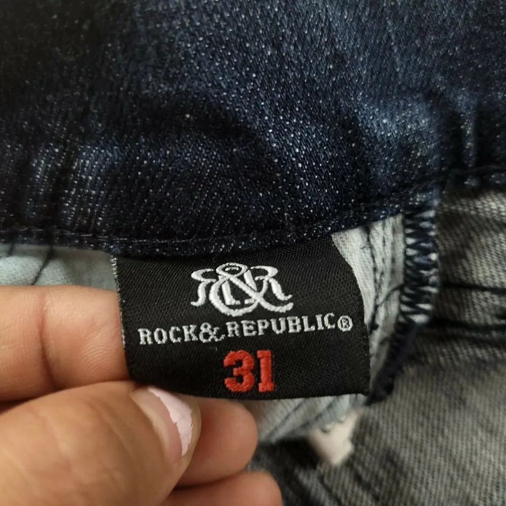 Rock Republic Stella Jeans Womens Dark Wash Low Rise Slim Straight Size 31 EUC - Image 9