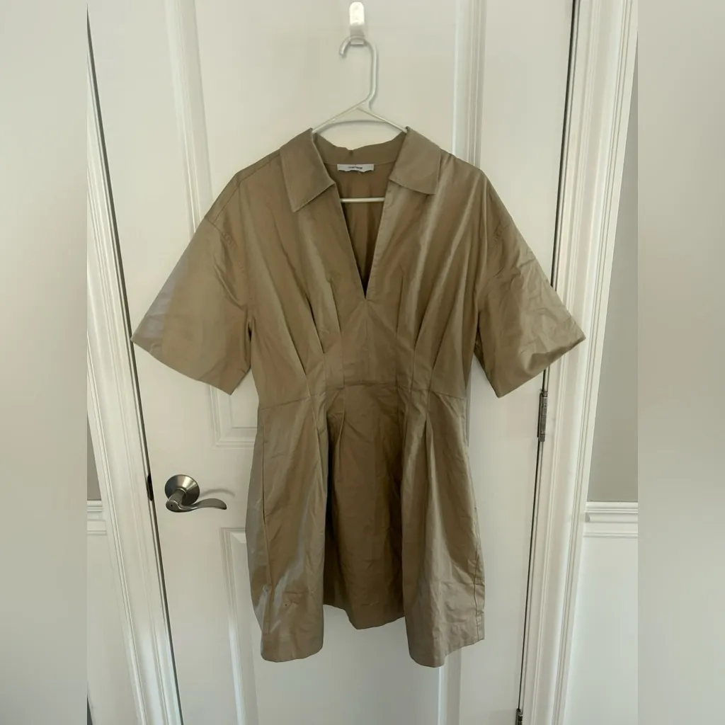 REISS Cotton Pleated Shirt Dress - Image 4
