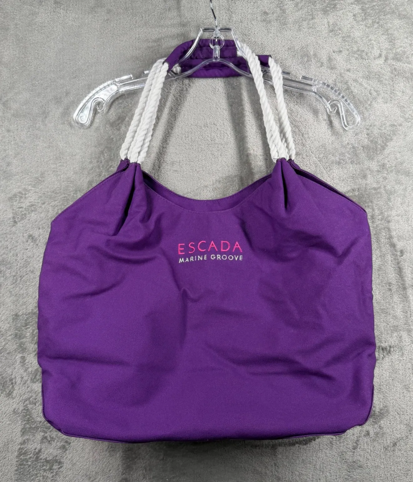 Escada Marine Groove Purple Tote Bag Rope Handle Nautical Beach Summer Resort - Image 1