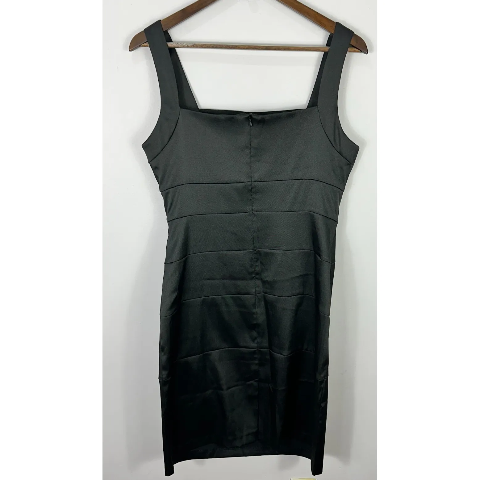 AB Studio Dress 12 Black Sheath Bodycon Cocktail Party LBD Stretch Glam - Image 2