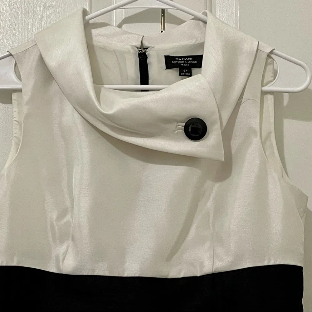 Tahari Arthur Levine Sheath Dress Size 6P Color block Formal Knee Length Petite - Image 2