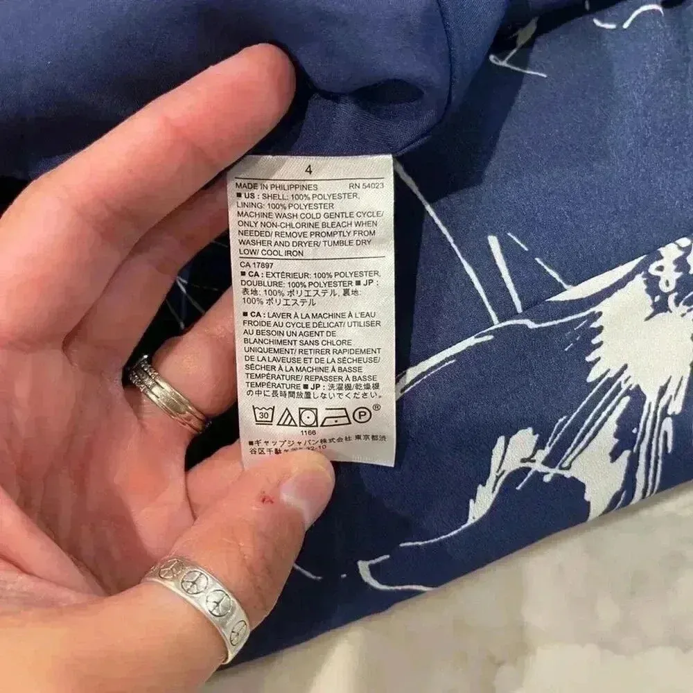 Banana Republic Blue Asymmetrical Hem Ruffle Midi Dress Floral Printed Women’s 4 - Image 8