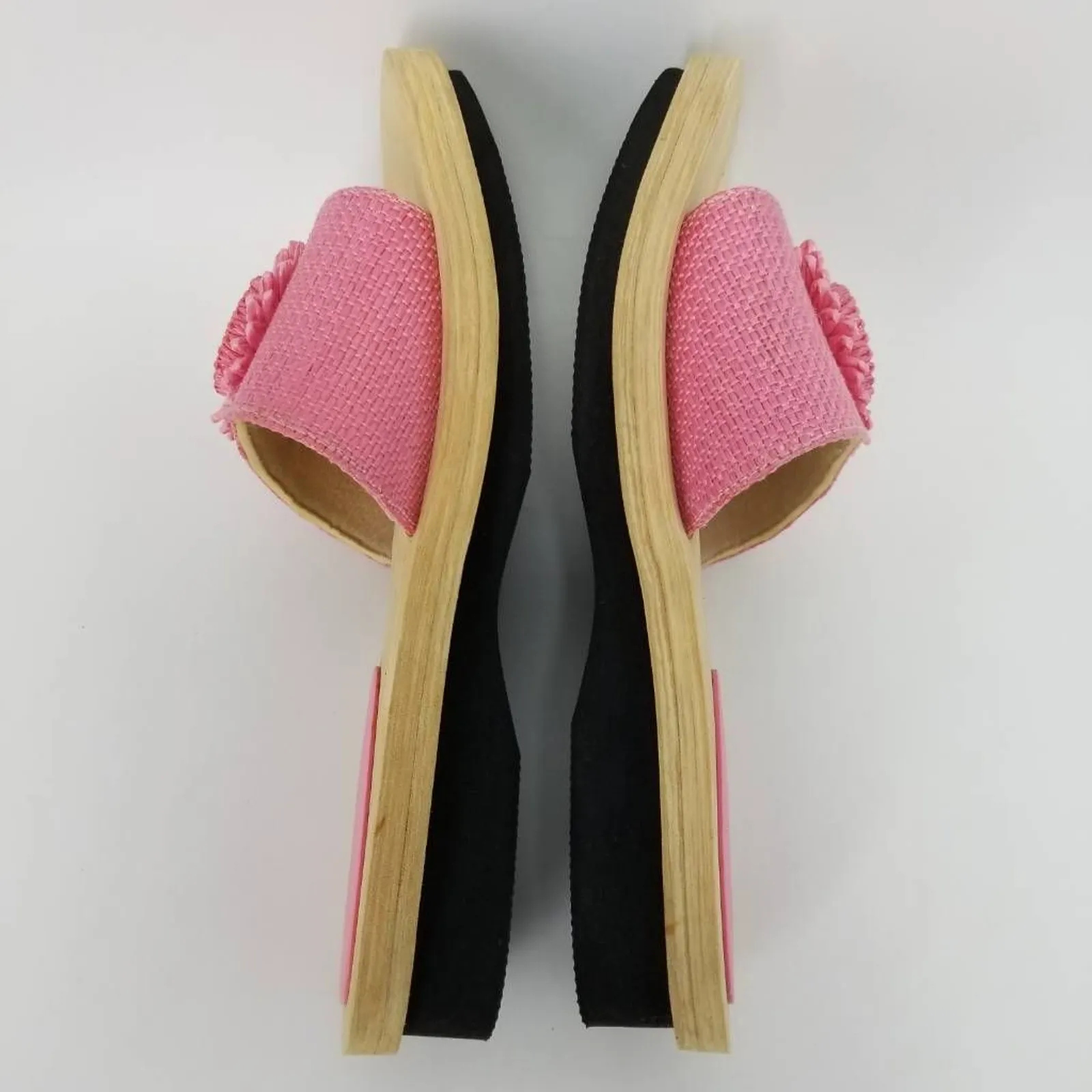 Esny Womens Slides Woven Sandals Pink Beige Floral Slip Ons 7 - Image 9