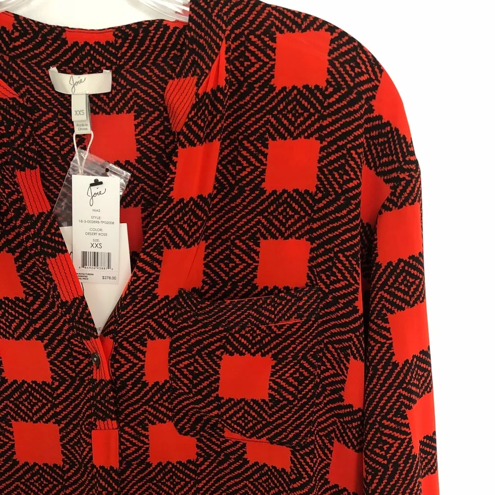 Joie Nias Desert Rose Plaid Blouse Size XXS - Image 6