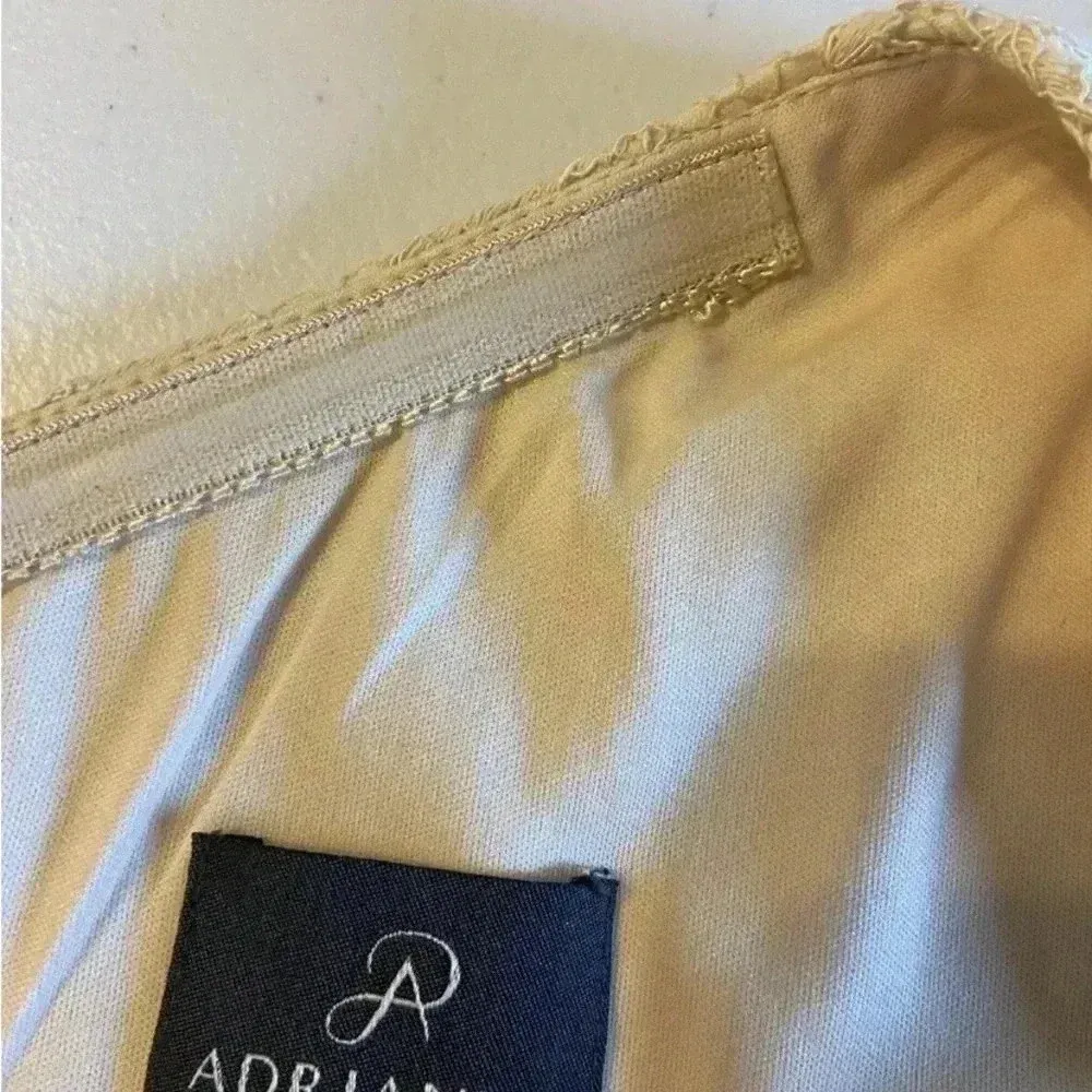 ADRIANNA PAPELL Women's Beige Embellished Lace One-shoulder Gown Dress‎ Size 10 - Image 6