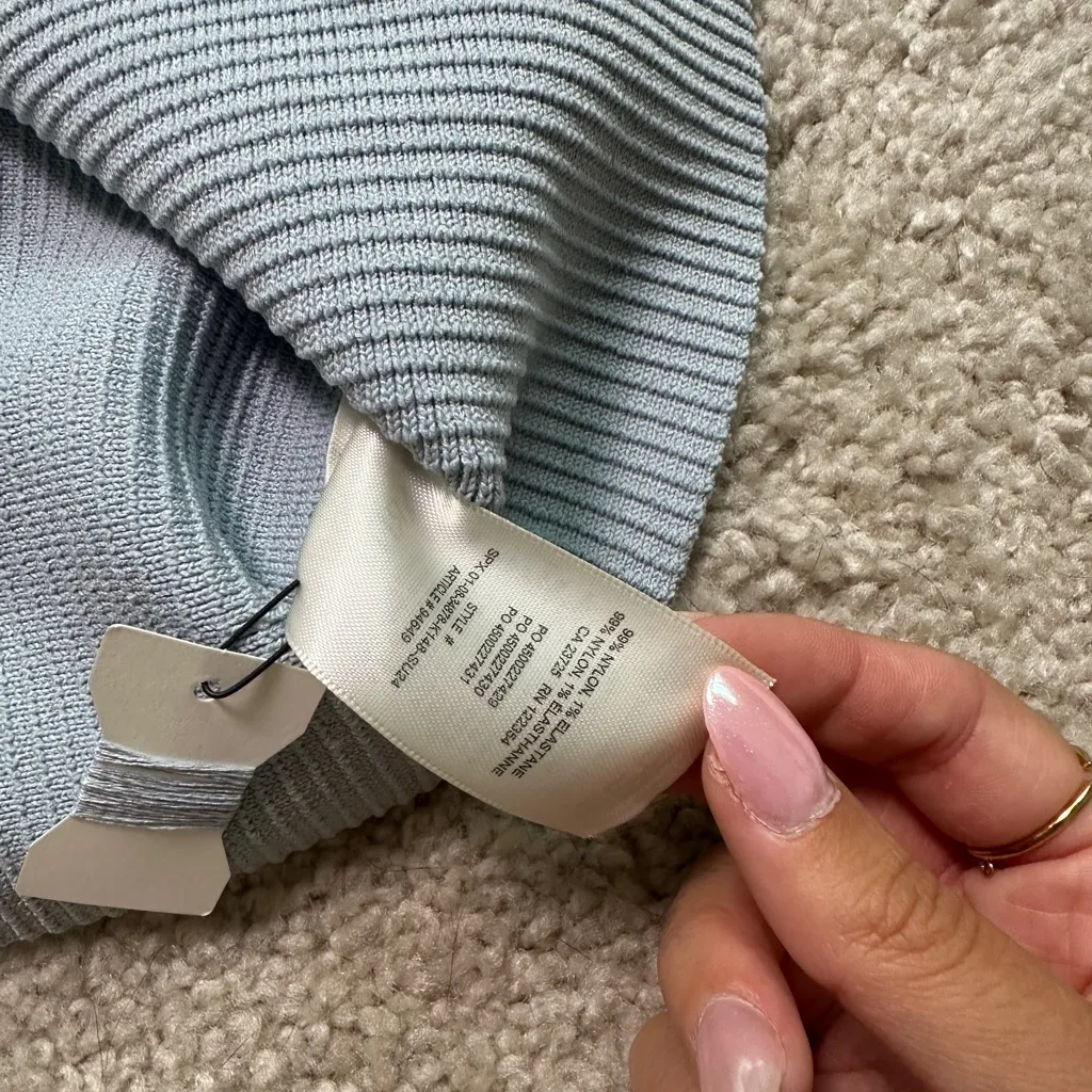 Aritzia Babaton Daze Grey Sculpt Knit Ribbed Criss Cross Halter Mini Dress - Image 8