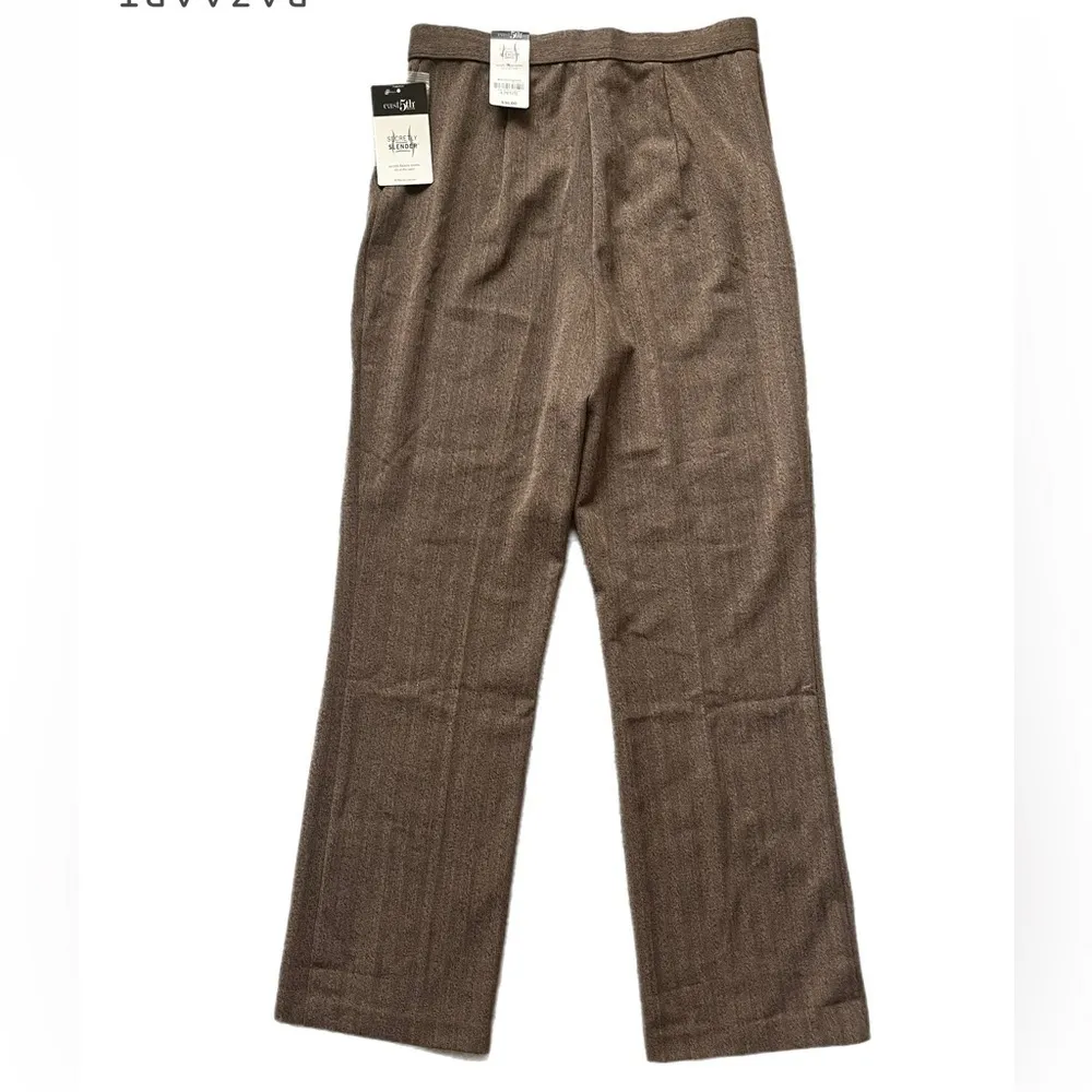 East 5th Dress Pants Secretly Slender Brown Herringbone Size 4 Petite NWT - Image 2