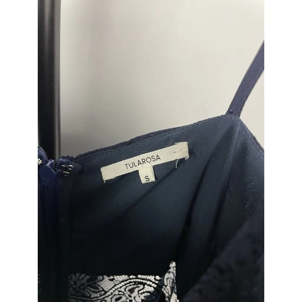 Revolve Tularosa Navy Blue Floral Lace Tie Strap Sleeveless Mini Dress Size S‎ - Image 3