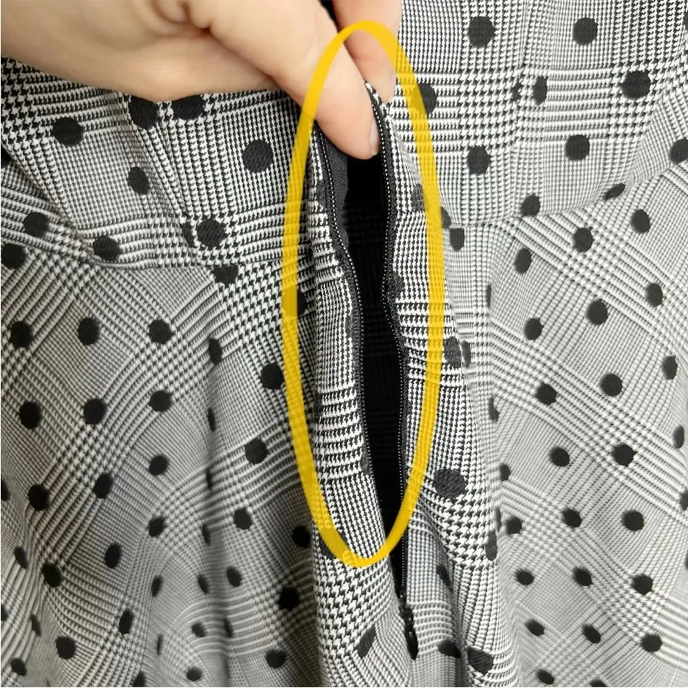 Gray Glen Plaid Polka Dot Houndstooth Fit & Flare Sleeveless Dress - Image 14