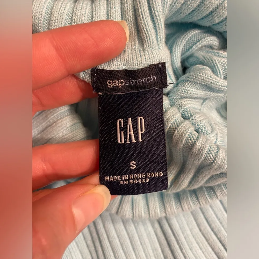 GAP | Light Blue Cotton Ribbed Turtleneck, Size S - Image 2