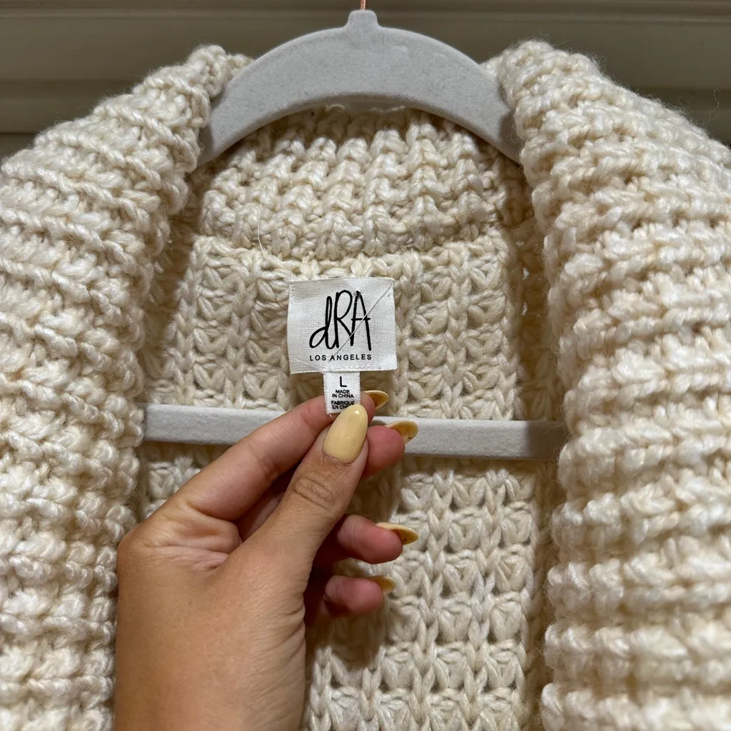 dRA Los Angeles Anthropologie Graham Chunky Knit Long Waffle Cardigan - Image 7