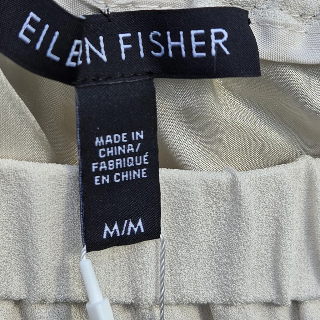 NWT Eileen Fisher Silk Georgette Crepe Lantern Pant Bone M - Image 12