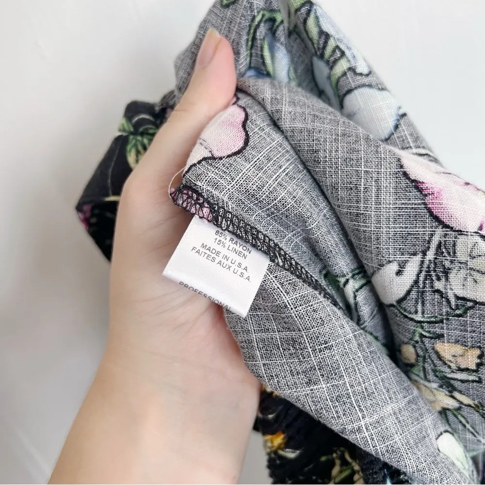 MISA • Anthropologie Aurelia Flouncy Floral Midi Dress maxi black floral linen - Image 11