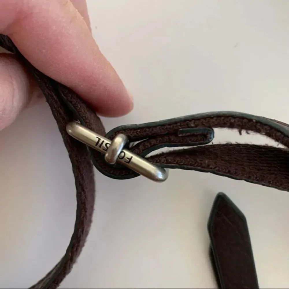 Fossil Dawson Pebble Leather Patchwork Crossbody‎ Tan Maroon Persimmon Zip Bag - Image 9