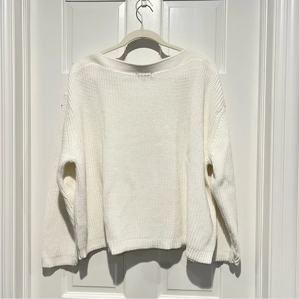Quince 100% Organic Cotton Fisherman Boatneck Sweater Ivory XL - Image 5