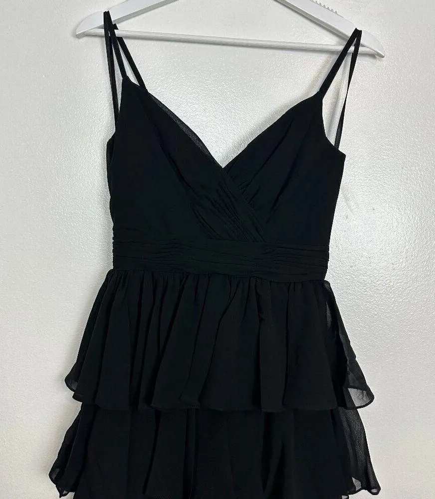 MAC DUGGAL Tiered Ruffle Empire Waist Chiffon Gown in Black Size US 2 - Image 5