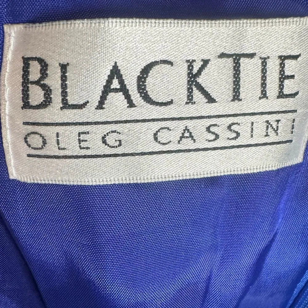 Vintage Black Tie by Oleg Cassini royal blue long sleek maxi dress size 12P - Image 5