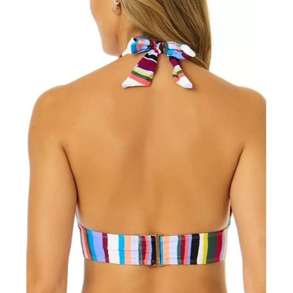Anne Cole Marilyn Striped Halter Bikini Top Size Large - Image 2