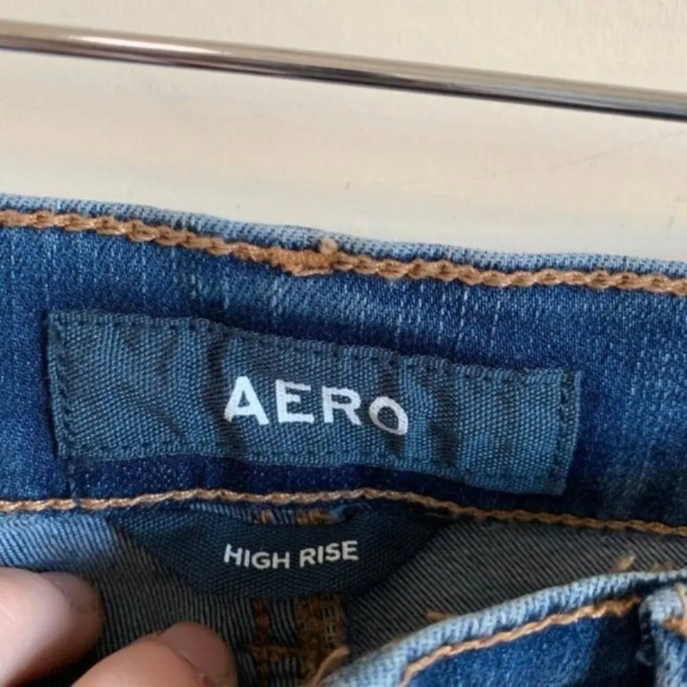 Aeropostale AERO Medium Wash High Rise Distressed Skinny Jeans Size 2 - Image 4
